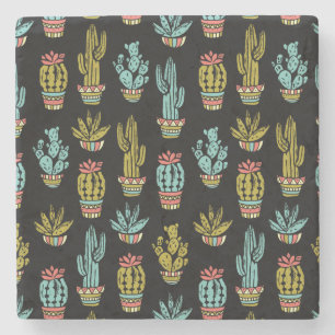 Mörk Grunge Cactus Mönster Underlägg Sten