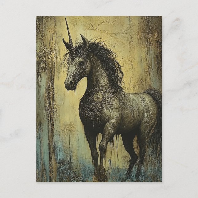 Mörk Grunge Unicorn Vykort (Framsida)