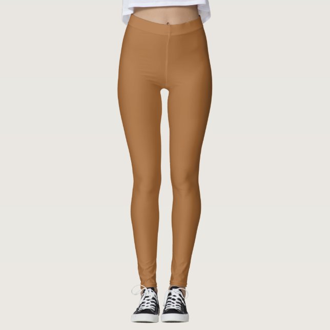 Mörk Guld Färg Enhetlig Slät Leggings (Framsida)