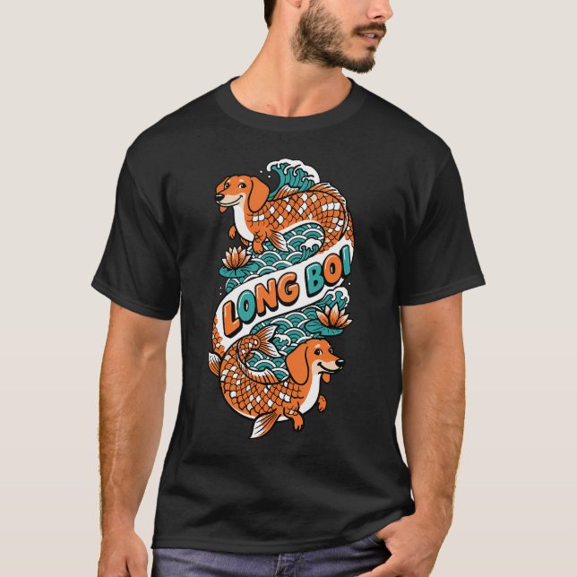 Mörk Guld fisk, Koi fisk, Betta fisk Japansk Orie T Shirt (Framsida)