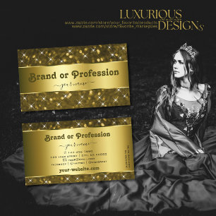 Mörk Guld Glitter Gnistra Stars Decorative Golden Visitkort