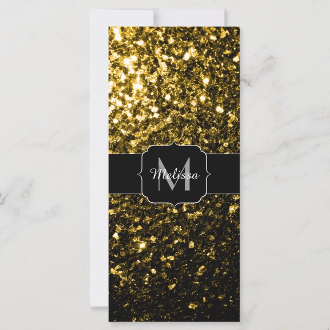 Mörk guld gult faux glitter sparkles Monogram (Framsida)