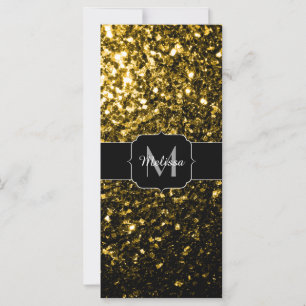 Mörk guld gult faux glitter sparkles Monogram