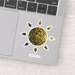 Mörk guld gult faux glitter sparkles Sol Klistermärken