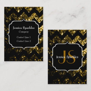 Mörk guld gult glitter-sparkles Chevron Monogram Visitkort