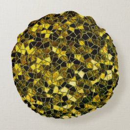 Mörk gult mosaik, med dussfläckar rund kudde