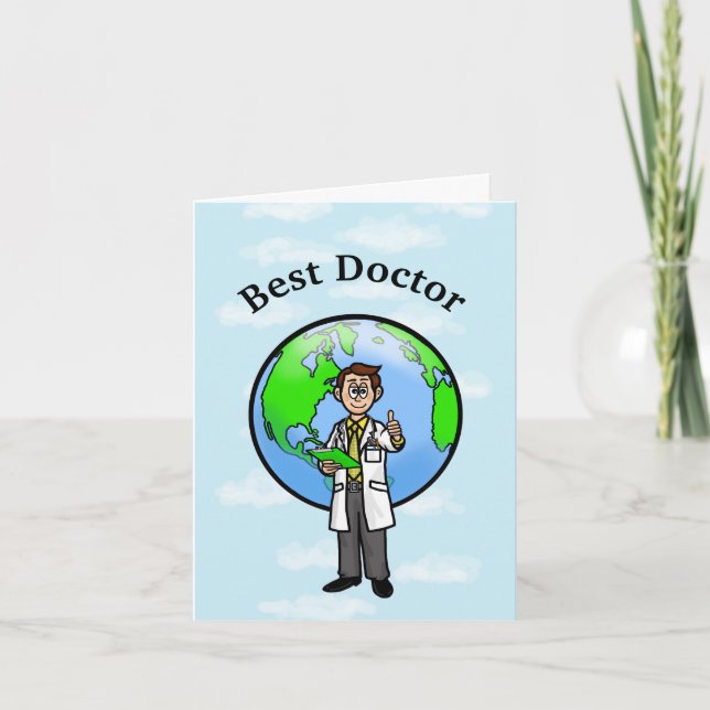 Mörk Hair Male Doktor Greeting Card Kort (Framsida)