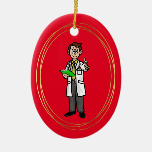 Mörk Hair Male Doktor personalize Ornament (Framsidan)