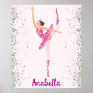 Mörk Hair Rosa Glitter Dress Pirouette Ballerina Poster