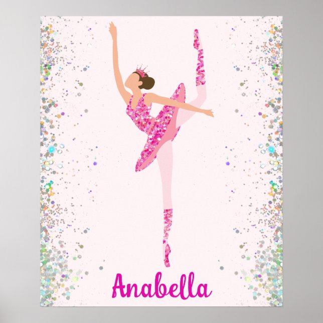 Mörk Hair Rosa Glitter Dress Pirouette Ballerina Poster (Framsidan)