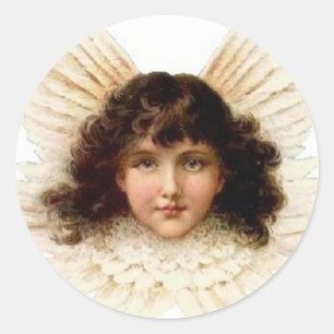 Mörk Haired ängel Runt Klistermärke
