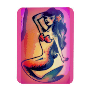 mörk-haired sjöjungfruskönhet magnet