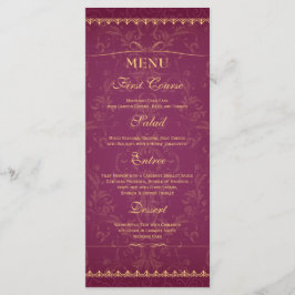 Mörk, hallon och guld elegant bröllop-matmenyn meny
