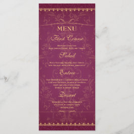 Mörk, hallon och guld elegant bröllop-matmenyn meny