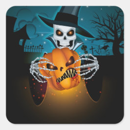 Mörk Halloween Cementery Fyrkantigt Klistermärke