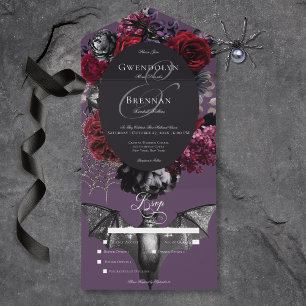 Mörk Halloween Glam Blommigt Lila Bröllop Middag