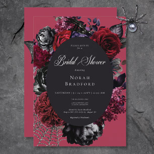 Mörk Halloween Glam Blommigt Red Möhippa Inbjudningar