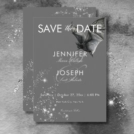 Mörk Halloween Glam Fladdermus & Diamonds Bröllop Spara Datumet