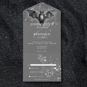 Mörk Halloween Glam Fladdermus & Diamonds QR-kod