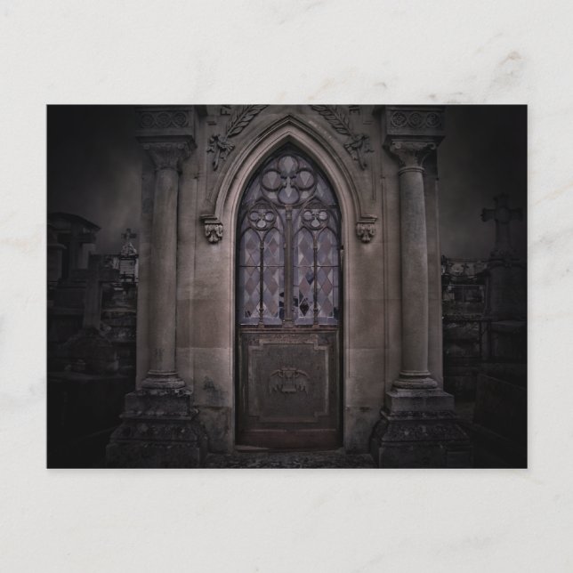 Mörk Halloween Gothic graveyard-krypta Vykort (Framsida)