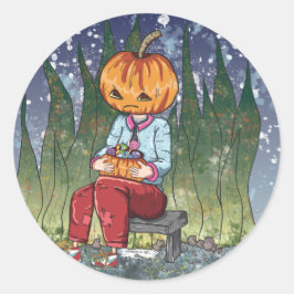 Mörk Halloween Pumpkin Boy Runt Klistermärke
