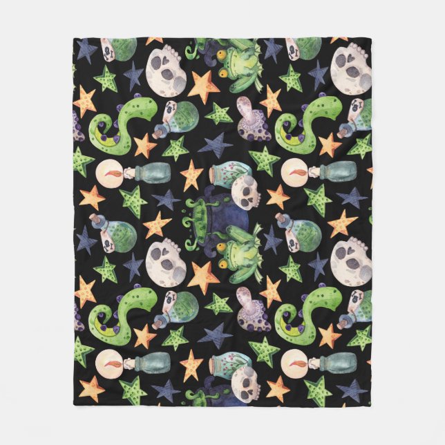 Mörk Hand-Drawn Mönster. Fleecefilt (Framsidan)