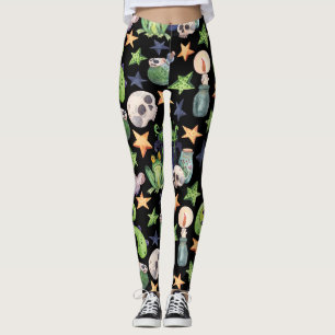 Mörk Hand-Drawn Mönster. Leggings