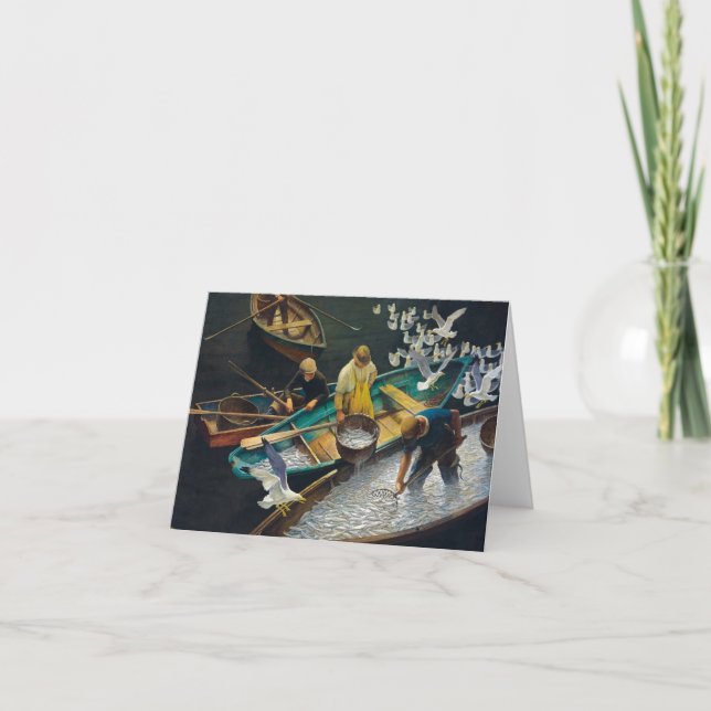 Mörk Harbour Fishermen av Newell Convers Wyeth Tack Kort (Framsida)