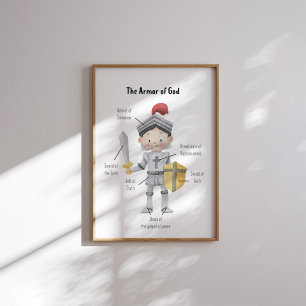 Mörk hårpojke i vattenfärgen, Guds pansar Poster