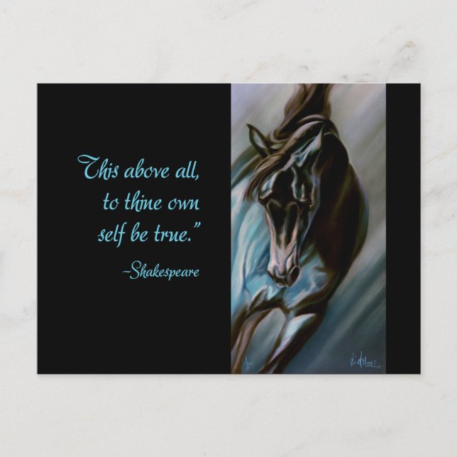 Mörk häst i Aqua - uttrycksfull rörelsehingst Vykort (Framsida)