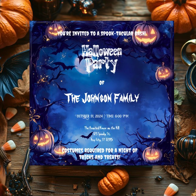 Mörk Haunted Halloween fest with Pumpkins & Fladde Inbjudningar (Skapare uppladdad)