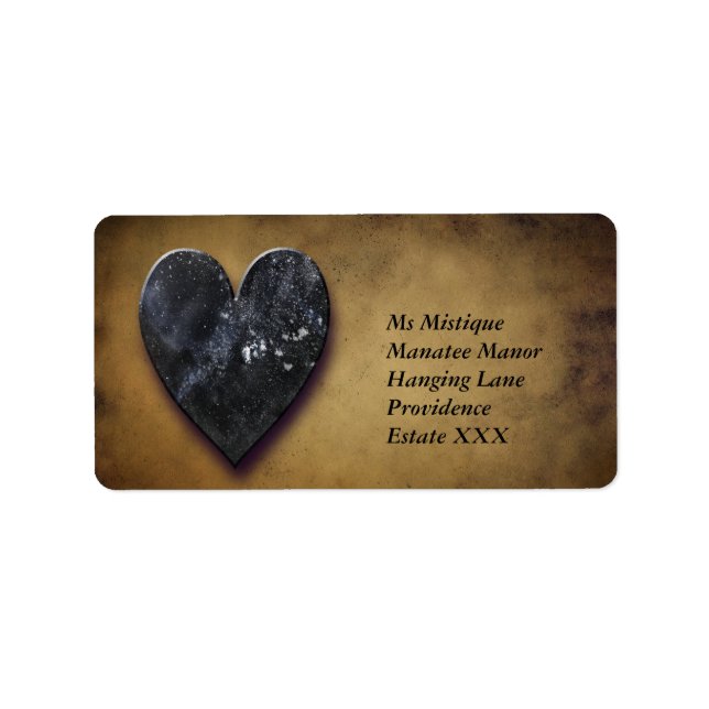 Mörk Heart Adressetikett (Framsidan)