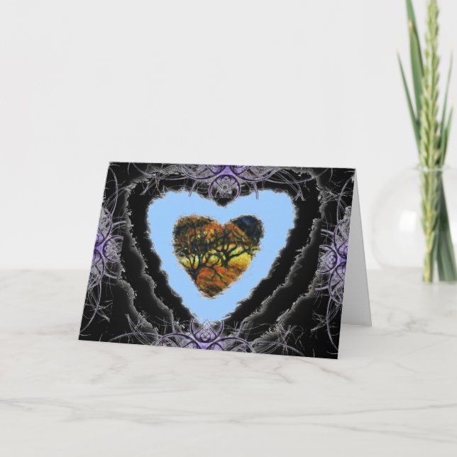 Mörk Heart Valentine Romantik Kärlek Card Helgkort (Framsida)