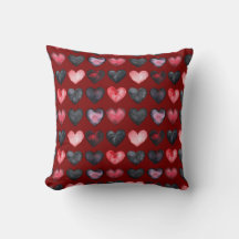 Mörk Hearts Dekorativ kudde