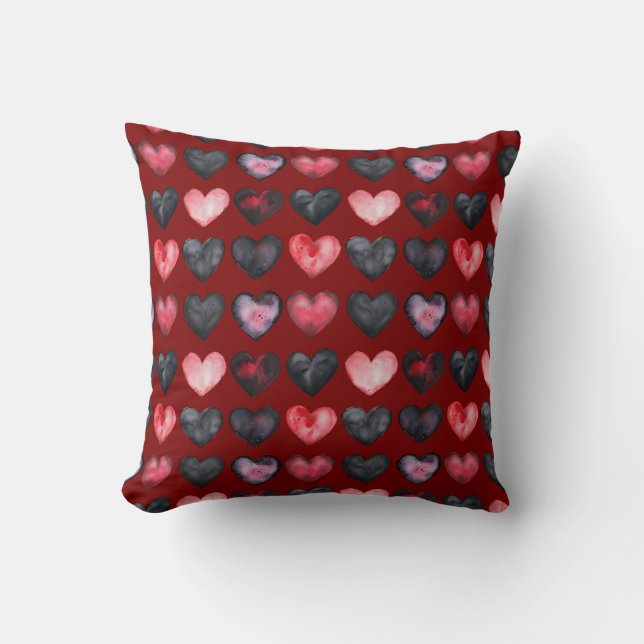 Mörk Hearts Dekorativ kudde (Framsida)
