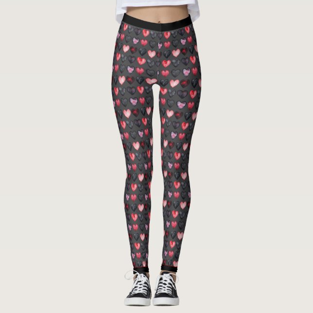 Mörk Hearts Goth Leggings (Framsida)