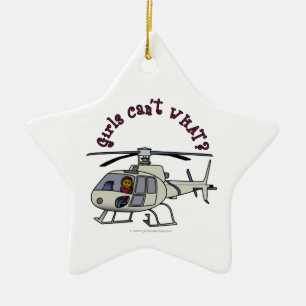 Mörk Helicopter Pilot Girl Julgransprydnad Keramik