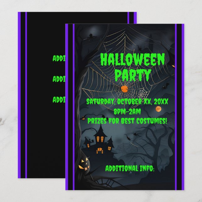 Mörk Hemsökt Natt 2 Inbjudningar (Fram/baksida)