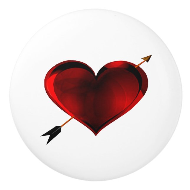 Mörk Hjärta med Guld- pil Drag - knappen Dra Knopp (Framsidan)