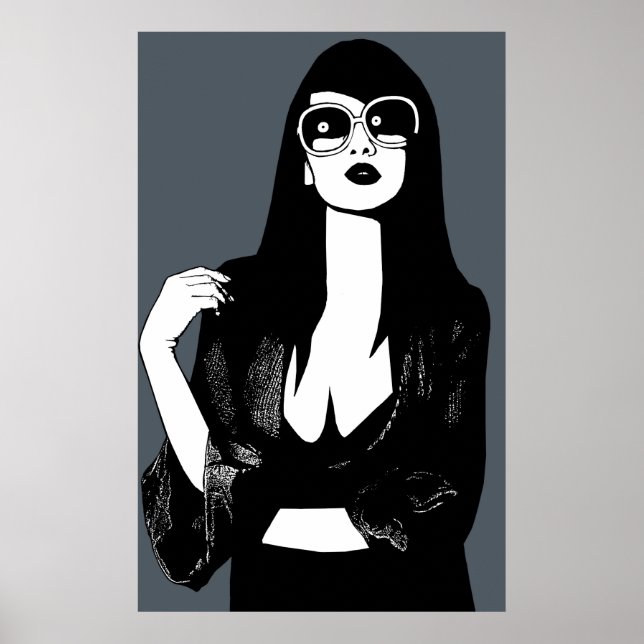 Mörk Hjärtat Woman Wearing sunglasses Mode art Poster (Framsidan)