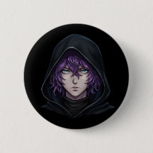 Mörk hoodie animepojke med lila hår