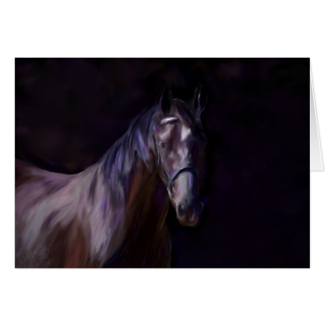 Mörk Horse Hälsningskort (Framsidan Horizontal)