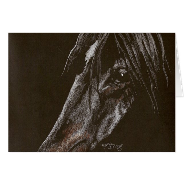 Mörk Horse on Black OBS Kort (Framsidan Horizontal)