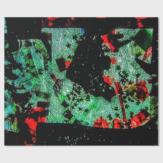 Mörk höst abstrakt Inpackningspapper, Mörk naturli Presentpapper (Platt)