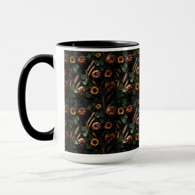 Mörk höstskörd – pumpor, vete solrosor mugg (Vänster)
