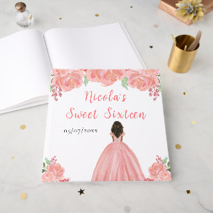Mörk hud prinsessa rosa Sweet Sixteen gästbok