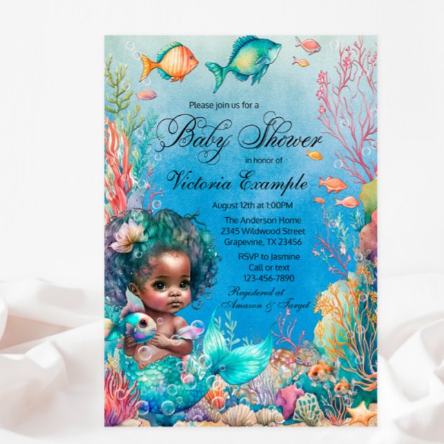Mörk hud Sjöröding Baby Shower Inbjudningar (Skapare uppladdad)