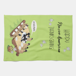 Mörk Humor Native American Thanksgiving Tecknad Kökshandduk