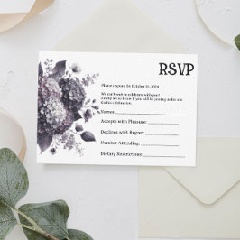 Mörk Hydrangea Blommigt Gothic Halloween Bröllop OSA Kort