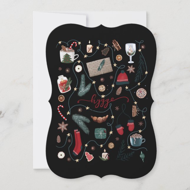 Mörk Hygge-gratulationskort för jul (Framsida)